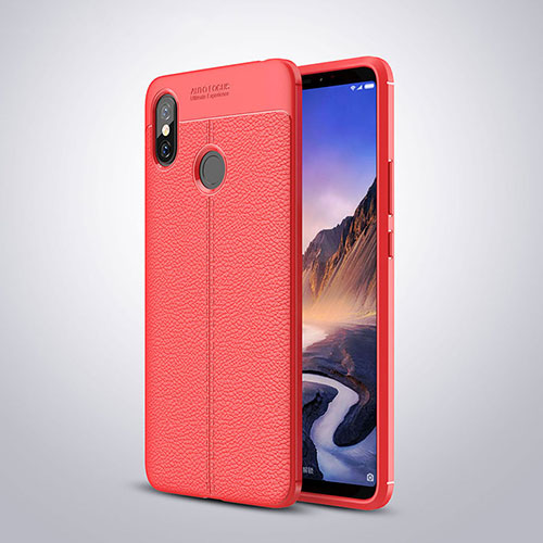Soft Silicone Gel Leather Snap On Case Cover for Xiaomi Mi Max 3 Red