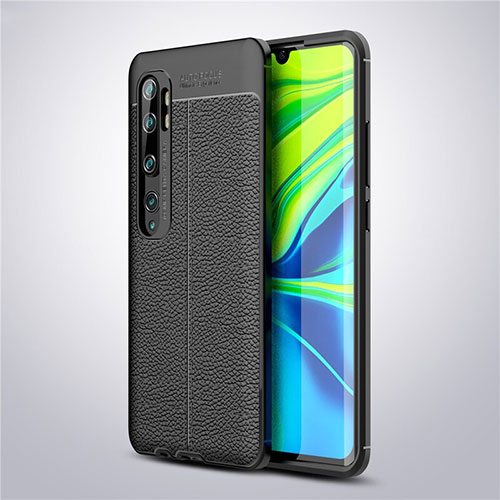Soft Silicone Gel Leather Snap On Case Cover for Xiaomi Mi Note 10 Black