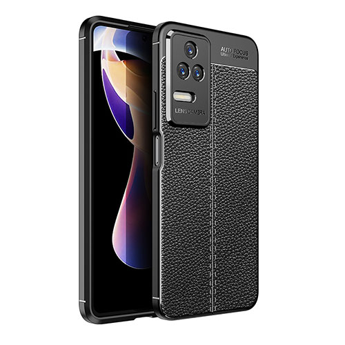Soft Silicone Gel Leather Snap On Case Cover for Xiaomi Poco F4 5G Black