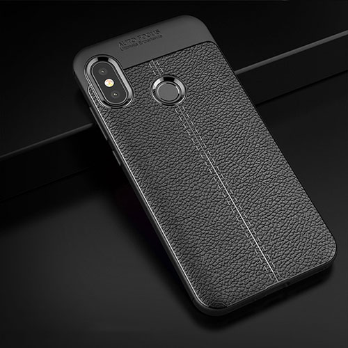 Soft Silicone Gel Leather Snap On Case Cover for Xiaomi Redmi 6 Pro Black