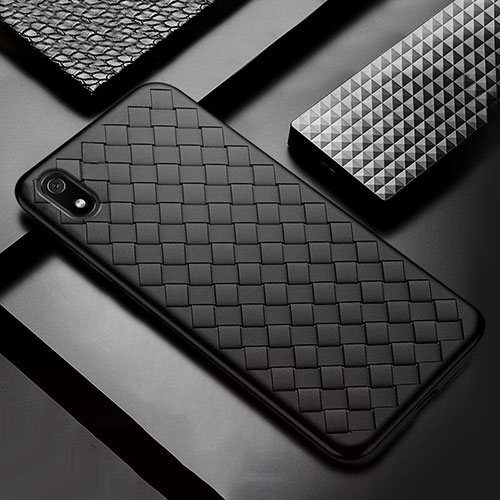 Soft Silicone Gel Leather Snap On Case Cover for Xiaomi Redmi 7A Black