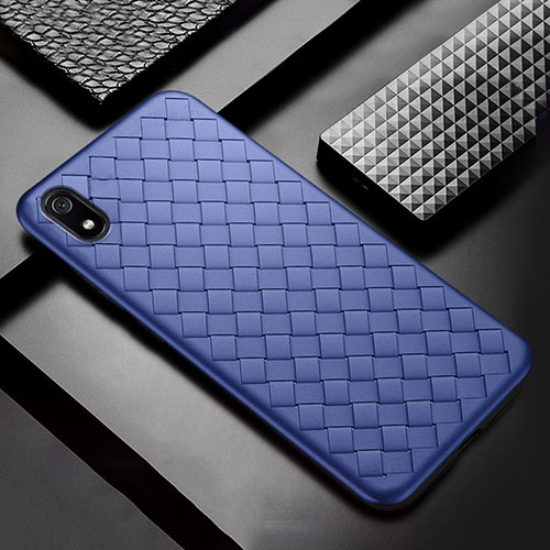 Soft Silicone Gel Leather Snap On Case Cover for Xiaomi Redmi 7A Blue