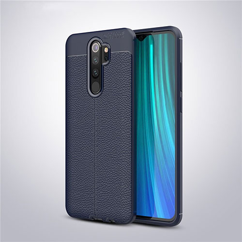 Soft Silicone Gel Leather Snap On Case Cover for Xiaomi Redmi Note 8 Pro Blue