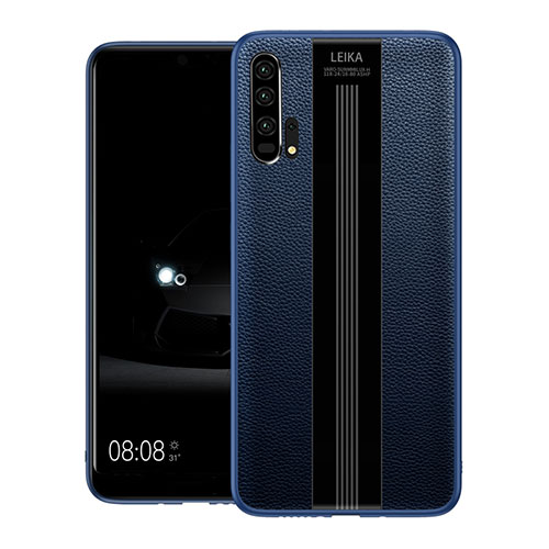 Soft Silicone Gel Leather Snap On Case Cover H01 for Huawei Honor 20 Pro Blue