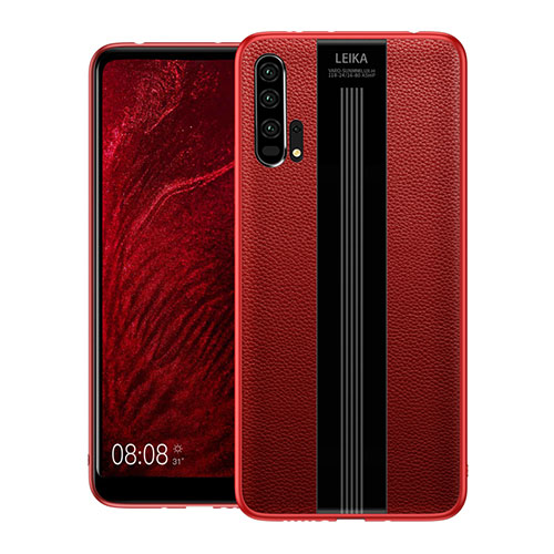 Soft Silicone Gel Leather Snap On Case Cover H01 for Huawei Honor 20 Pro Red