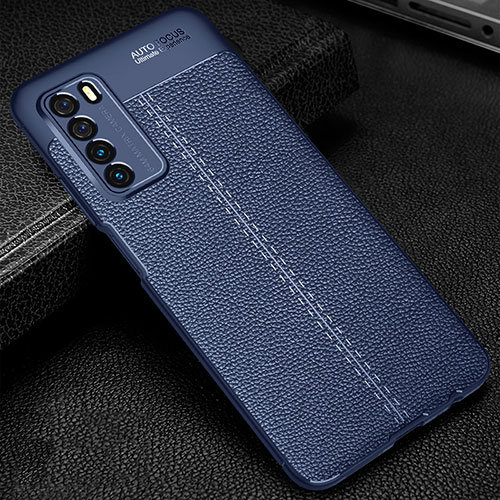Soft Silicone Gel Leather Snap On Case Cover H01 for Huawei Honor Play4 5G Blue