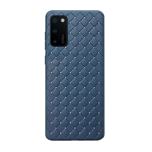 Soft Silicone Gel Leather Snap On Case Cover H01 for Huawei Honor V30 Pro 5G Blue