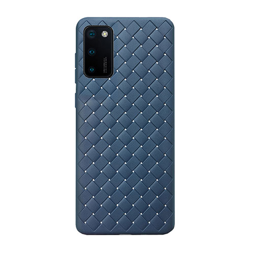 Soft Silicone Gel Leather Snap On Case Cover H01 for Huawei Honor View 30 5G Blue