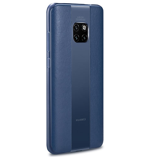 Soft Silicone Gel Leather Snap On Case Cover H01 for Huawei Mate 20 RS Blue