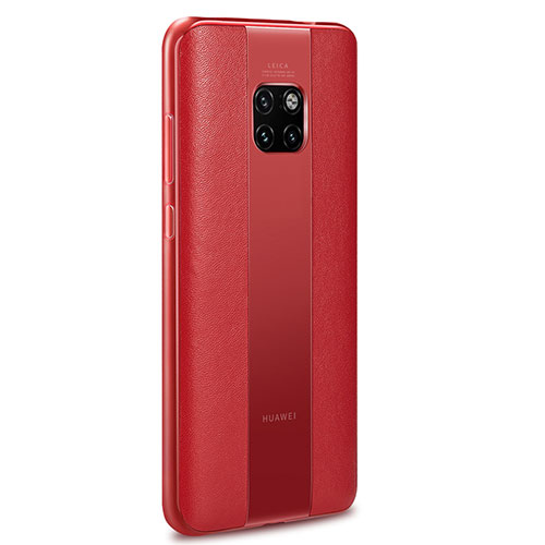 Soft Silicone Gel Leather Snap On Case Cover H01 for Huawei Mate 20 RS Red