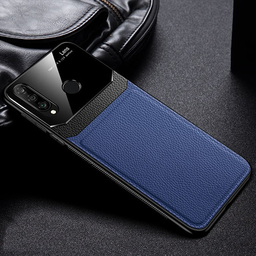 Soft Silicone Gel Leather Snap On Case Cover H01 for Huawei Nova 4e Blue