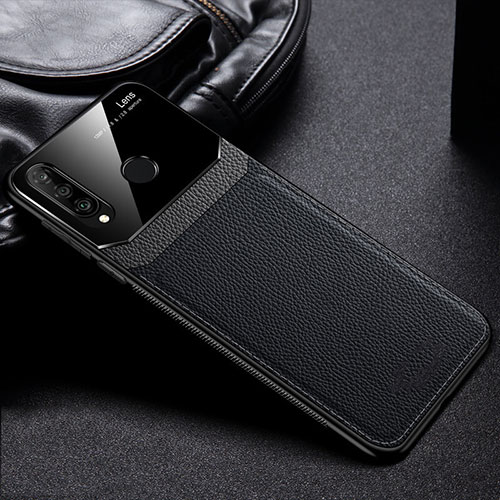 Soft Silicone Gel Leather Snap On Case Cover H01 for Huawei P30 Lite New Edition Black