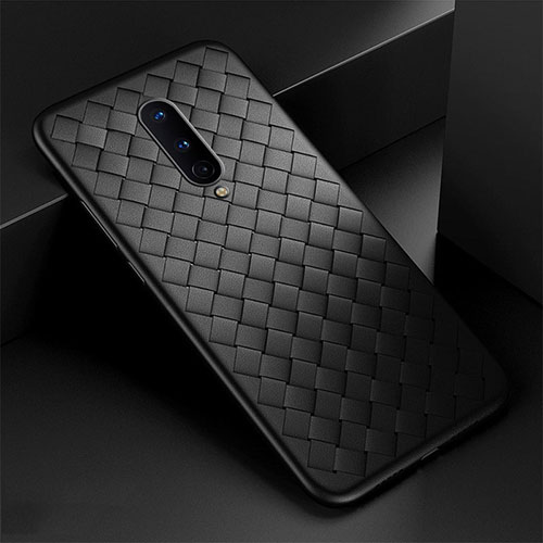 Soft Silicone Gel Leather Snap On Case Cover H01 for OnePlus 8 Black