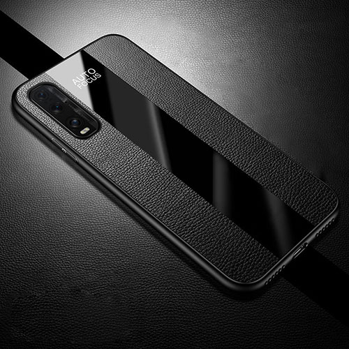 Soft Silicone Gel Leather Snap On Case Cover H01 for Oppo Find X2 Black