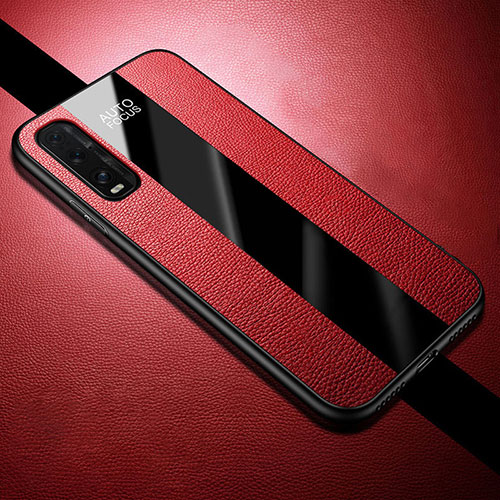 Soft Silicone Gel Leather Snap On Case Cover H01 for Oppo Find X2 Red