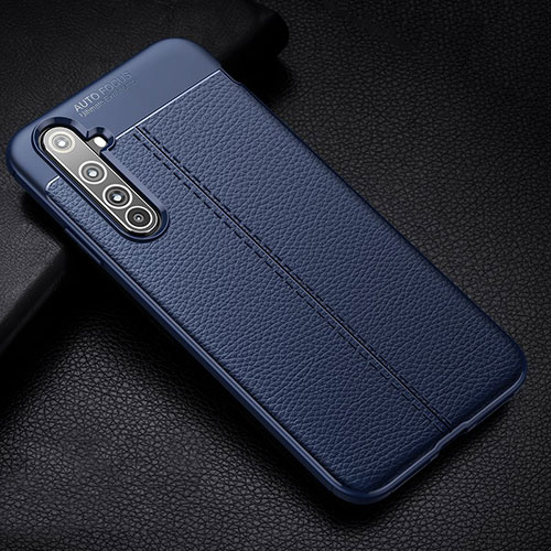 Soft Silicone Gel Leather Snap On Case Cover H01 for Realme X50 Pro 5G Blue