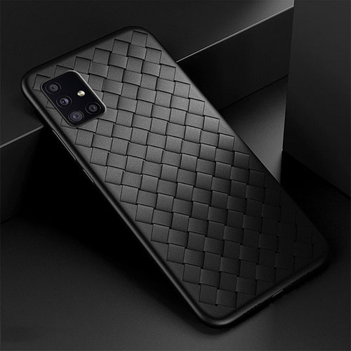 Soft Silicone Gel Leather Snap On Case Cover H01 for Samsung Galaxy A51 5G Black