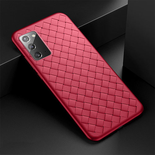 Soft Silicone Gel Leather Snap On Case Cover H01 for Samsung Galaxy Note 20 5G Red