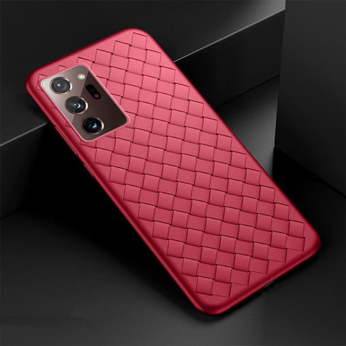 Soft Silicone Gel Leather Snap On Case Cover H01 for Samsung Galaxy Note 20 Ultra 5G Red