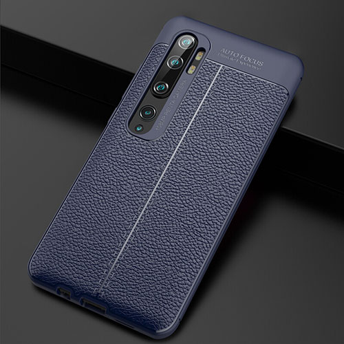 Soft Silicone Gel Leather Snap On Case Cover H01 for Xiaomi Mi Note 10 Blue