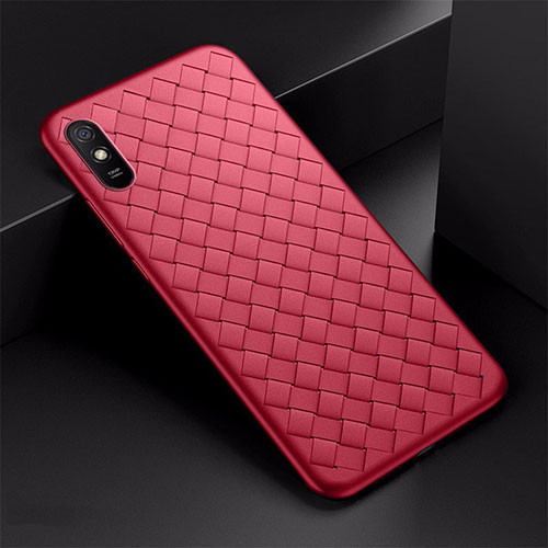Soft Silicone Gel Leather Snap On Case Cover H01 for Xiaomi Redmi 9AT Red