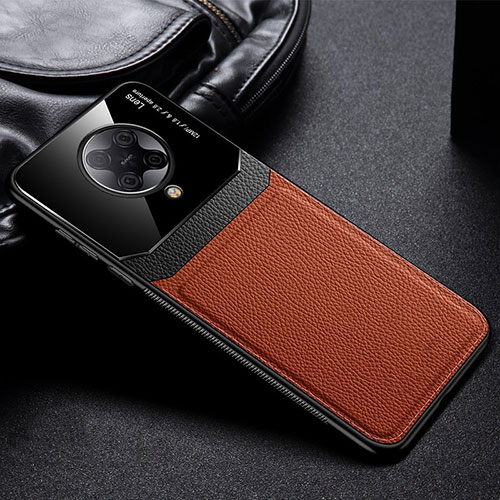 Soft Silicone Gel Leather Snap On Case Cover H01 for Xiaomi Redmi K30 Pro 5G Brown