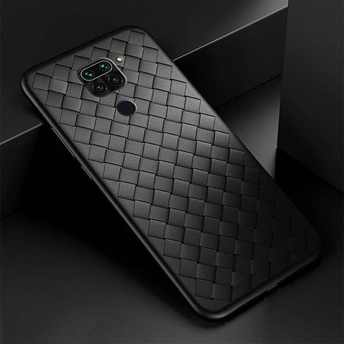 Soft Silicone Gel Leather Snap On Case Cover H01 for Xiaomi Redmi Note 9 Black