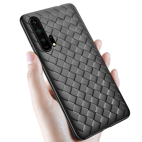 Soft Silicone Gel Leather Snap On Case Cover H02 for Huawei Honor 20 Pro Black