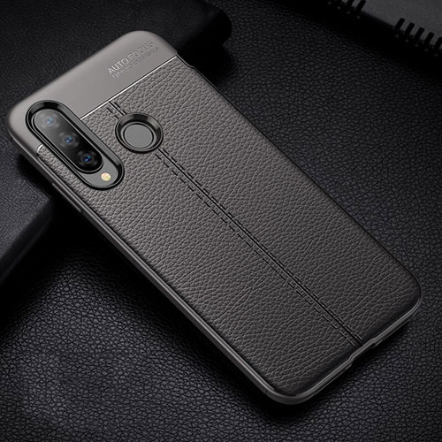 Soft Silicone Gel Leather Snap On Case Cover H02 for Huawei Nova 4e Black