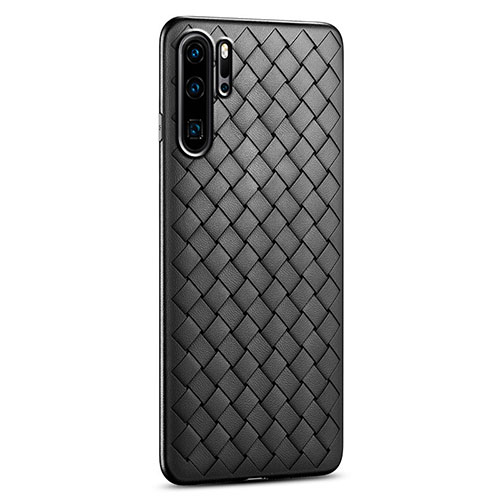 Soft Silicone Gel Leather Snap On Case Cover H02 for Huawei P30 Pro Black
