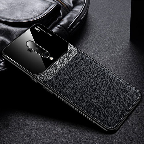 Soft Silicone Gel Leather Snap On Case Cover H02 for OnePlus 7T Pro Black
