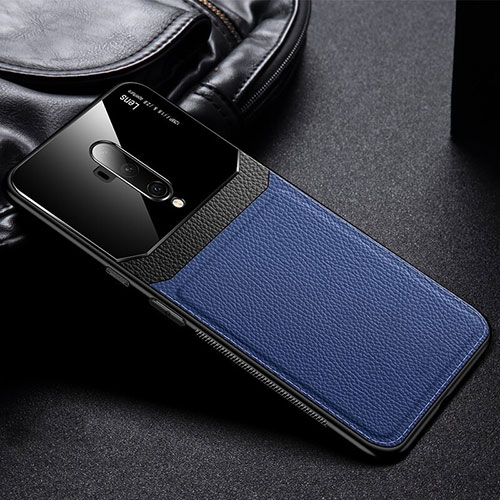 Soft Silicone Gel Leather Snap On Case Cover H02 for OnePlus 7T Pro Blue