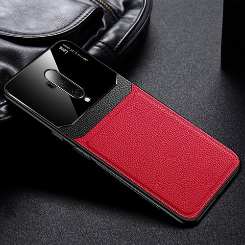 Soft Silicone Gel Leather Snap On Case Cover H02 for OnePlus 7T Pro Red