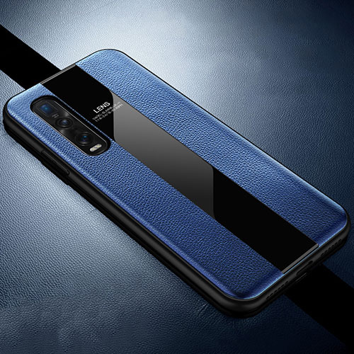 Soft Silicone Gel Leather Snap On Case Cover H02 for Oppo Find X2 Pro Blue