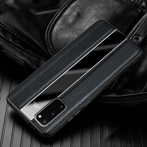 Soft Silicone Gel Leather Snap On Case Cover H02 for Samsung Galaxy S20 5G Black
