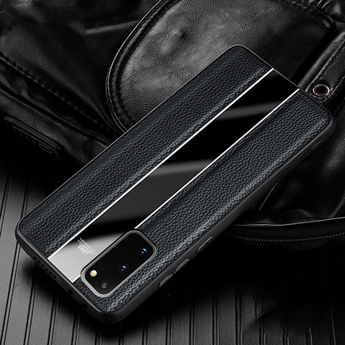 Soft Silicone Gel Leather Snap On Case Cover H02 for Samsung Galaxy S20 Black