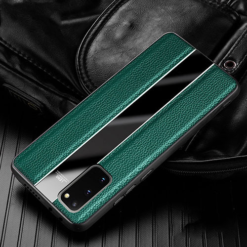 Soft Silicone Gel Leather Snap On Case Cover H02 for Samsung Galaxy S20 Green