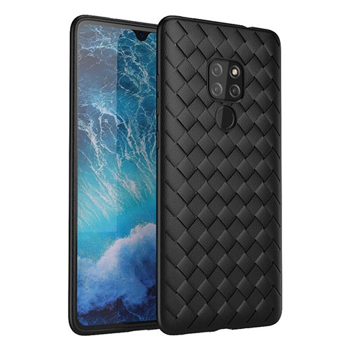 Soft Silicone Gel Leather Snap On Case Cover H03 for Huawei Mate 20 Black