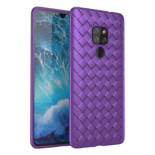 Soft Silicone Gel Leather Snap On Case Cover H03 for Huawei Mate 20 Purple