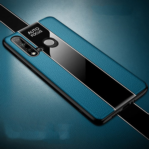Soft Silicone Gel Leather Snap On Case Cover H03 for Huawei P20 Lite (2019) Blue