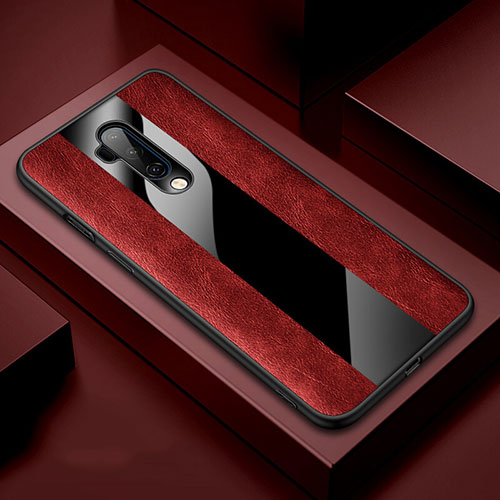Soft Silicone Gel Leather Snap On Case Cover H03 for OnePlus 7T Pro Red