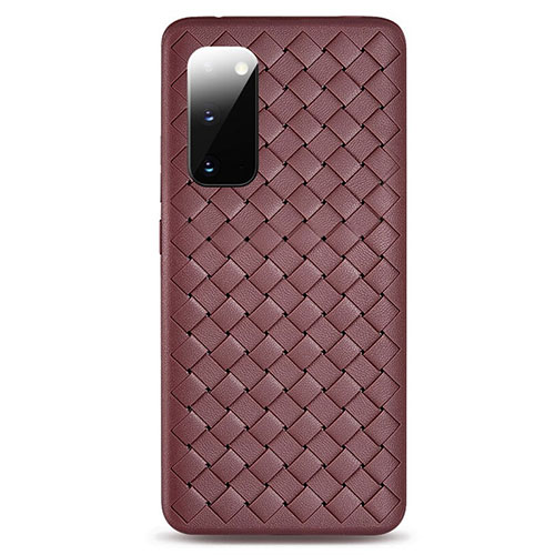 Soft Silicone Gel Leather Snap On Case Cover H03 for Samsung Galaxy S20 5G Brown