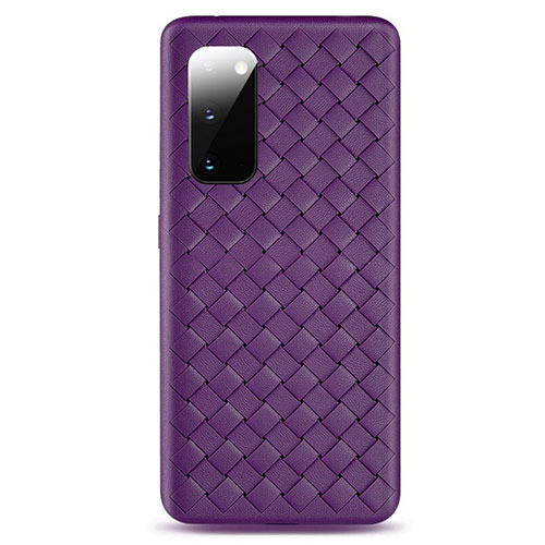 Soft Silicone Gel Leather Snap On Case Cover H03 for Samsung Galaxy S20 5G Purple