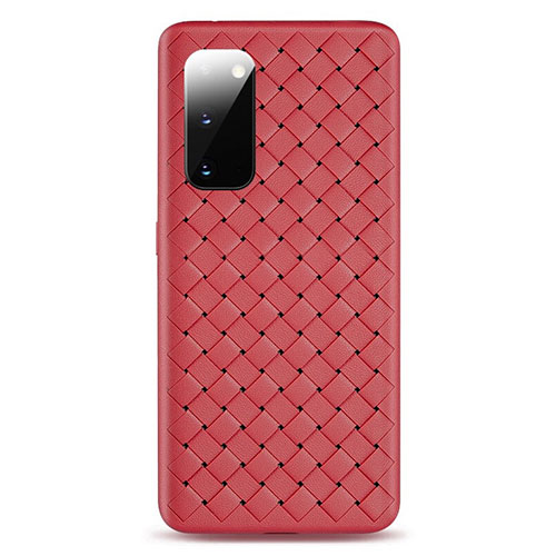 Soft Silicone Gel Leather Snap On Case Cover H03 for Samsung Galaxy S20 5G Red