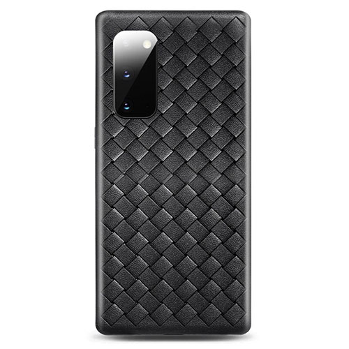 Soft Silicone Gel Leather Snap On Case Cover H03 for Samsung Galaxy S20 Black