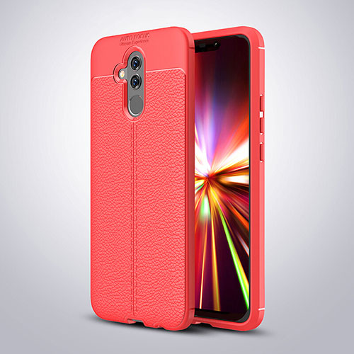 Soft Silicone Gel Leather Snap On Case Cover H04 for Huawei Mate 20 Lite Red