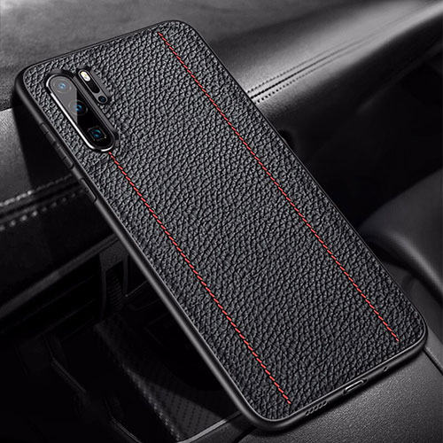 Soft Silicone Gel Leather Snap On Case Cover H04 for Huawei P30 Pro New Edition Black