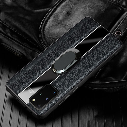 Soft Silicone Gel Leather Snap On Case Cover H04 for Samsung Galaxy S20 Plus 5G Black