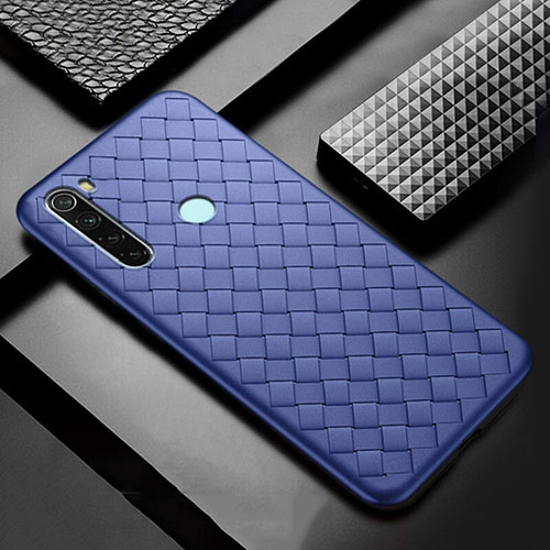 Soft Silicone Gel Leather Snap On Case Cover H04 for Xiaomi Redmi Note 8 (2021) Blue