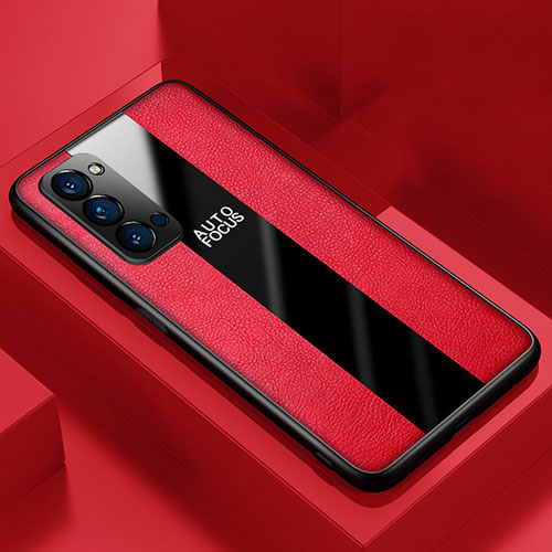 Soft Silicone Gel Leather Snap On Case Cover H05 for Oppo Reno4 5G Red